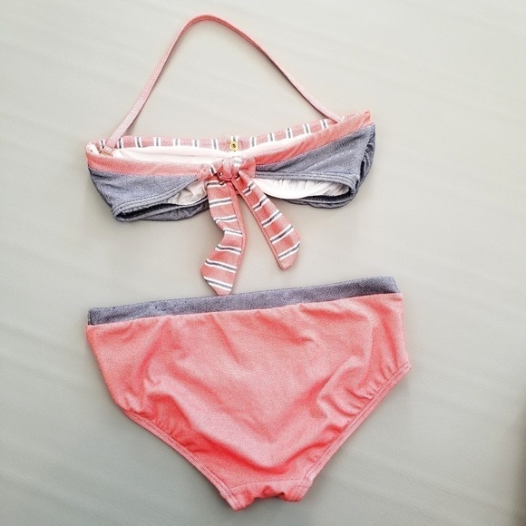 Tommy Hilfiger red blue bandeau halter style 2 piece bikini set women's size S - Picture 4 of 7